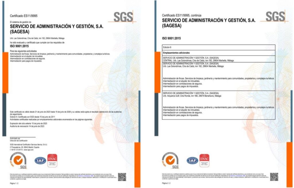 Certificación ISO SAGESA